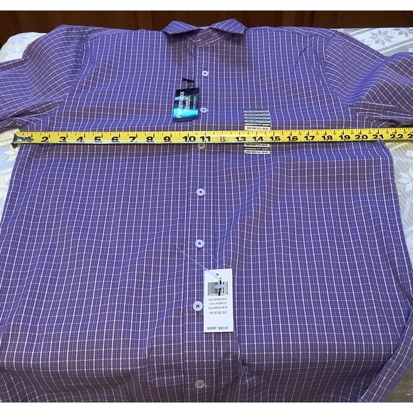 Nick Graham Shirt Men’s Medium Neck 15.5 Collared Long Sleeve Purple/White/Grey - Picture 6 of 8